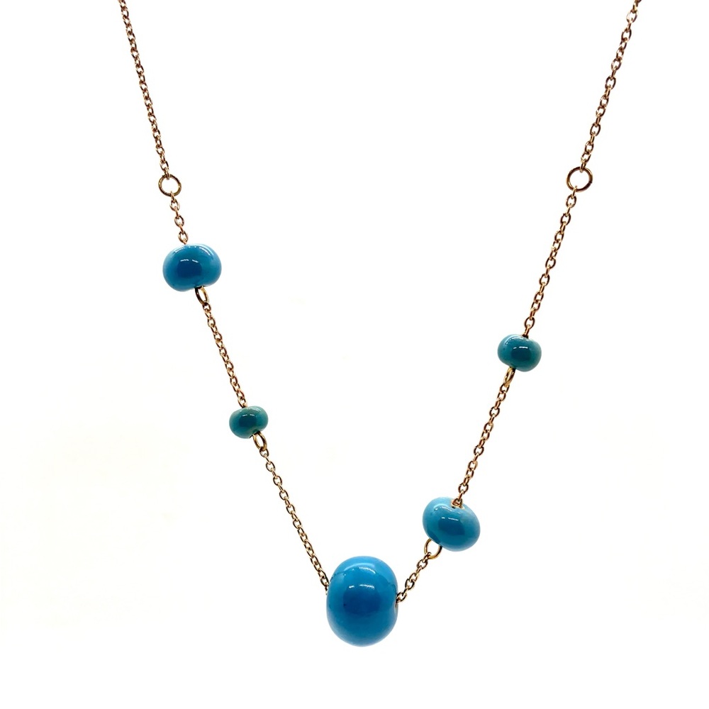 Elegant Blue African Clay Bead and Chain Necklace